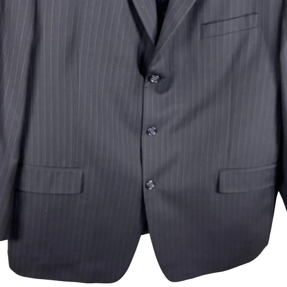 Calvin Klein Mens 44R Blue Pinstripe Wool Single Breasted Sport Coat Old Money